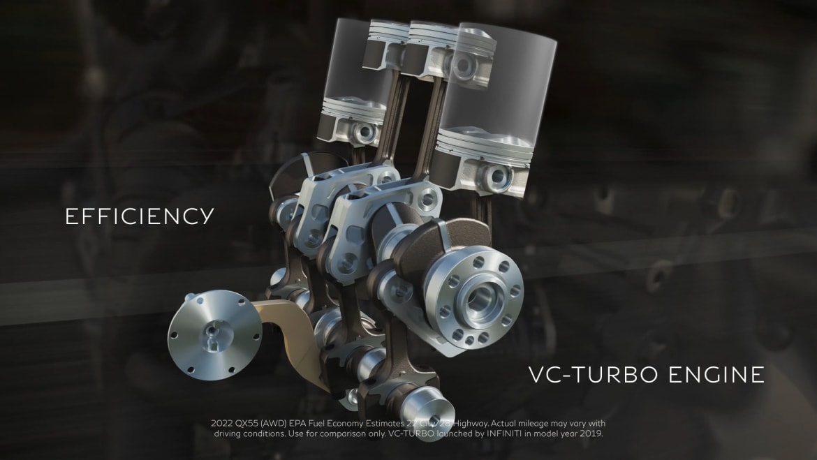 Gros plan du moteur VC-Turbo d’INFINITI