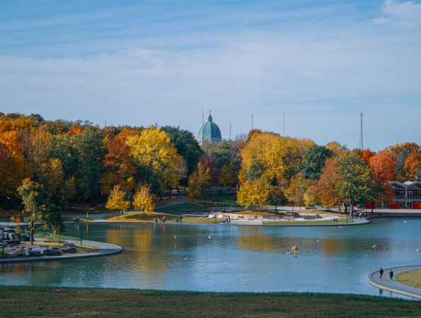 Vue d’un parc de la ville de Montréal à l’automne