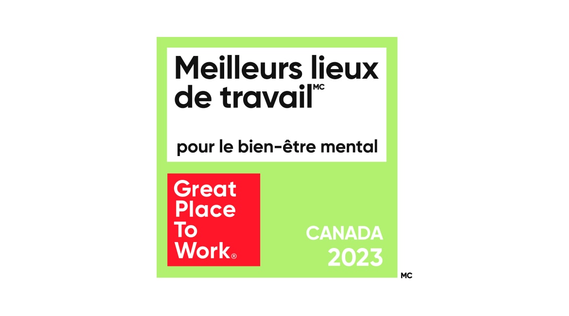Prix Meilleurs lieux de travail pour le Bien-être mental décerné à INFINITI Canada