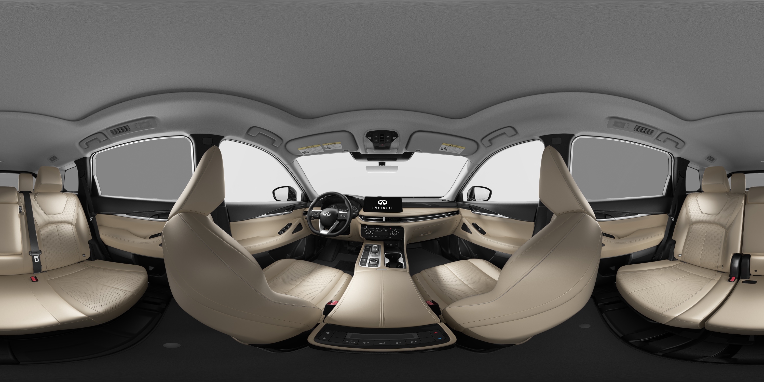 Interior of 2023 INFINITI QX60 with Graphite Leather-Appointed Seats and Black Lacquer Trim